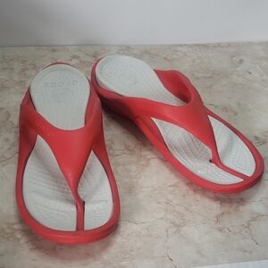 CROCS Women's Red and White Sandals